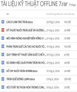 Tài liệu kỹ thuật offline trùn quế